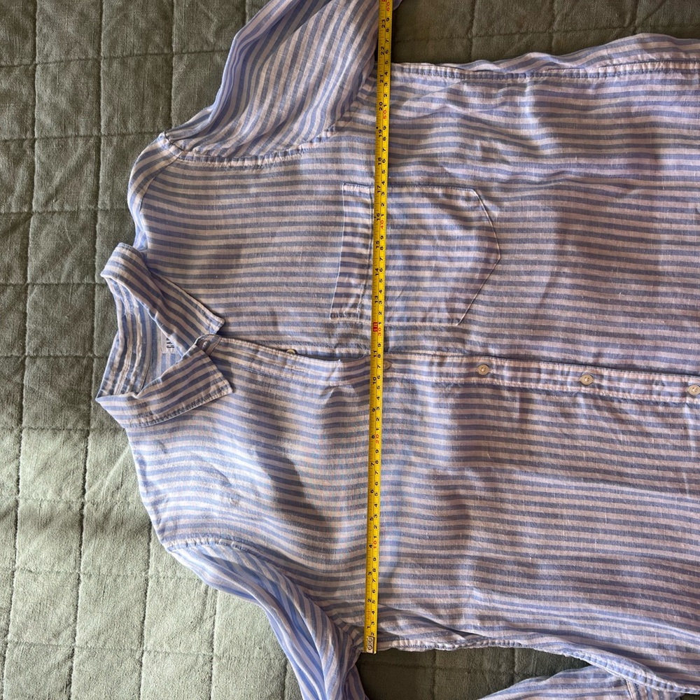 Fun blue and white stripe linen  shirt - Picture 3 of 5